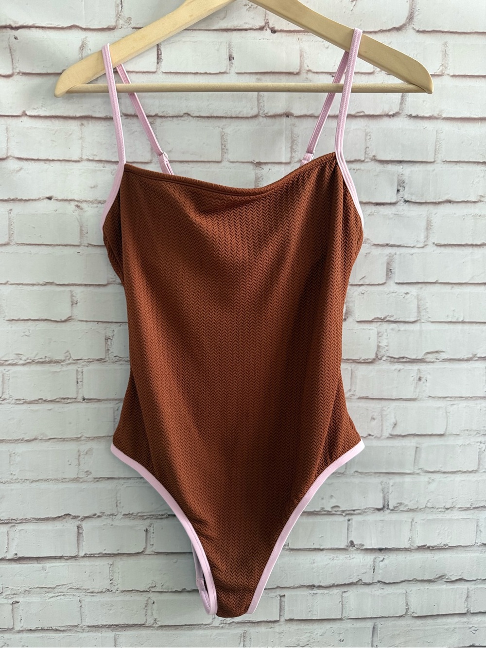 wild fable Rust One-Piece Swimsuit with Pink Trim